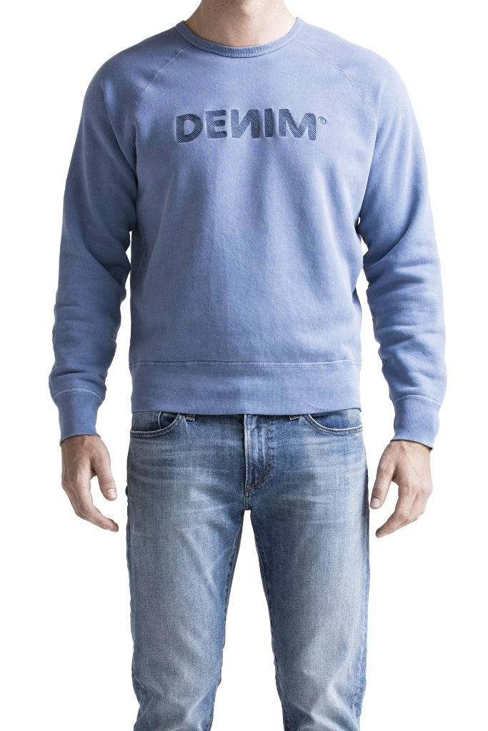DEИIM Embroidered Light Blue College Sweatshirt