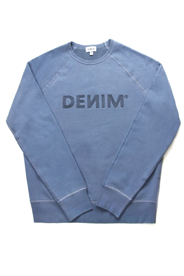 Men s DE IM College Themed Light Blue Embroidered Sweatshirt S.M.N Studio