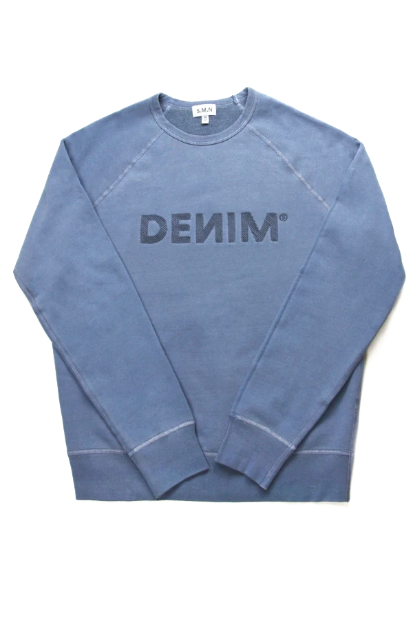 DEИIM Embroidered Light Blue College Sweatshirt