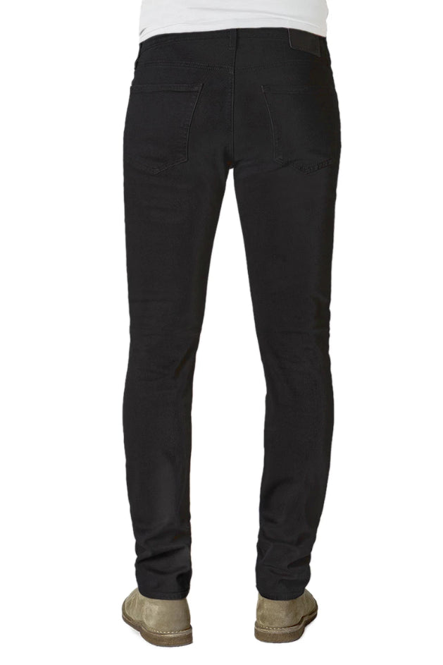 Back of S.M.N Studio's Hunter in Onyx Men's Jeans - Standard slim fit jean in a black comfort stretch premium Italian denim