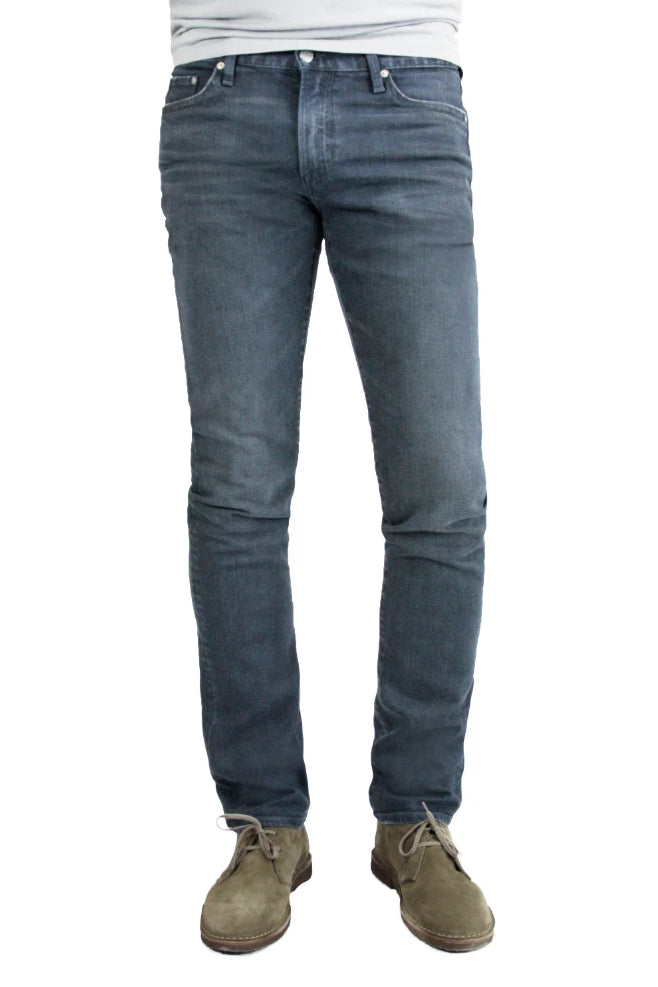 S.M.N Studio's Hunter in Berlin Men's Jeans - Slim fit Blue Grey colored pants in comfort stretch denim with 3D whiskering 