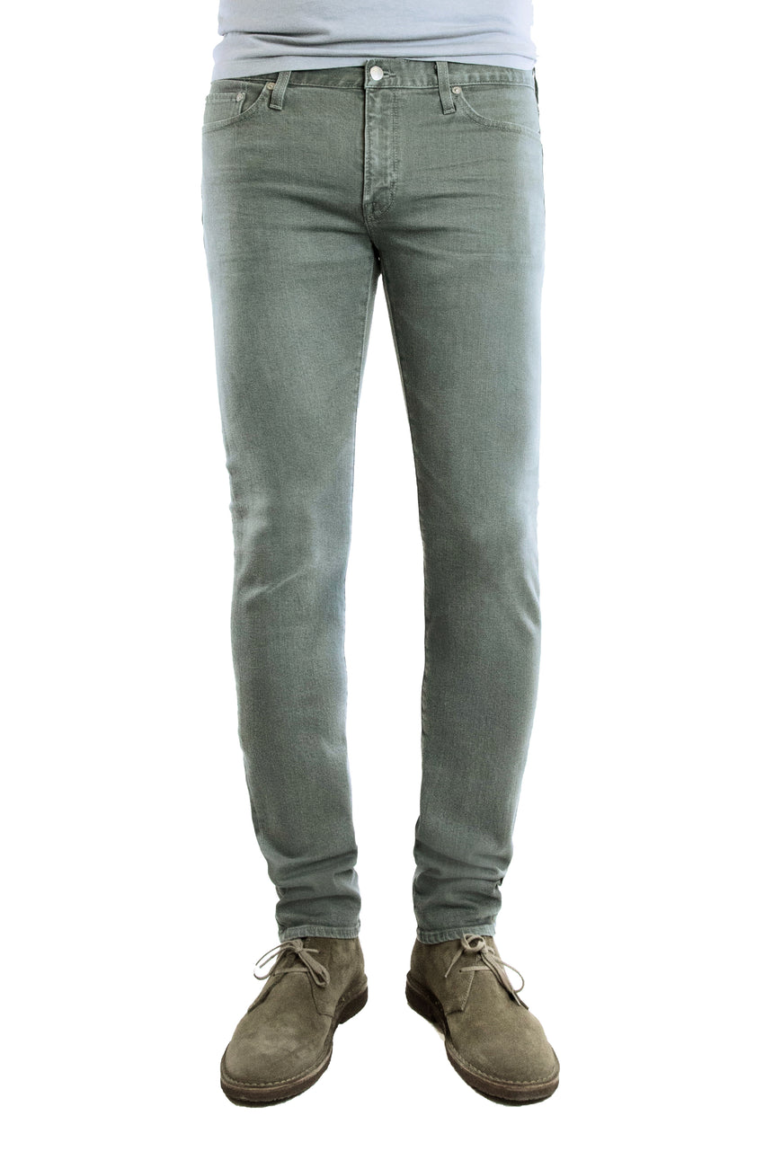 S.M.N Studio's Finn in Jaden Men's Jeans - Tapered slim fit jean in a washed sage and made in a comfort stretch premium Japanese denim