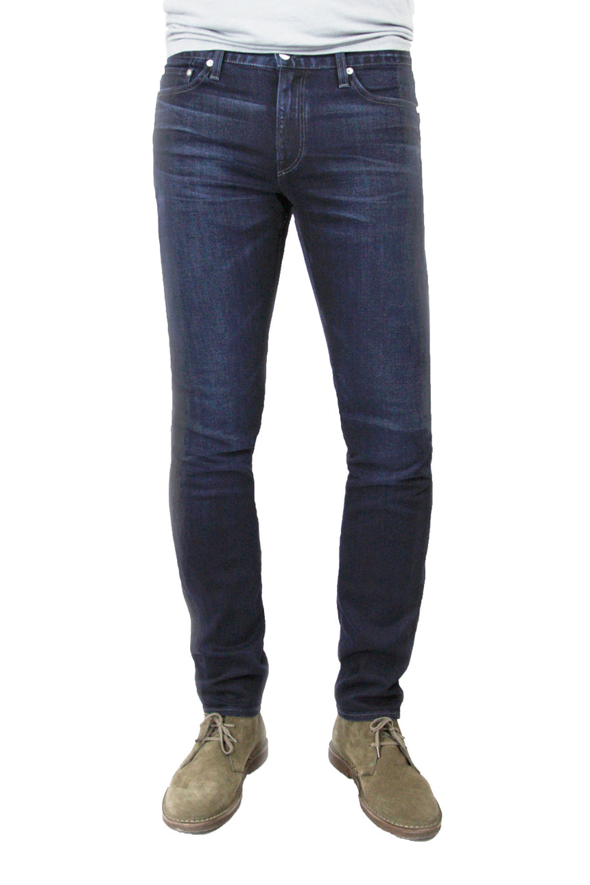 S.M.N Studio's Hunter in Reid Men's Jeans - Slim dark indigo wash jean with slight contrast fading and whiskers