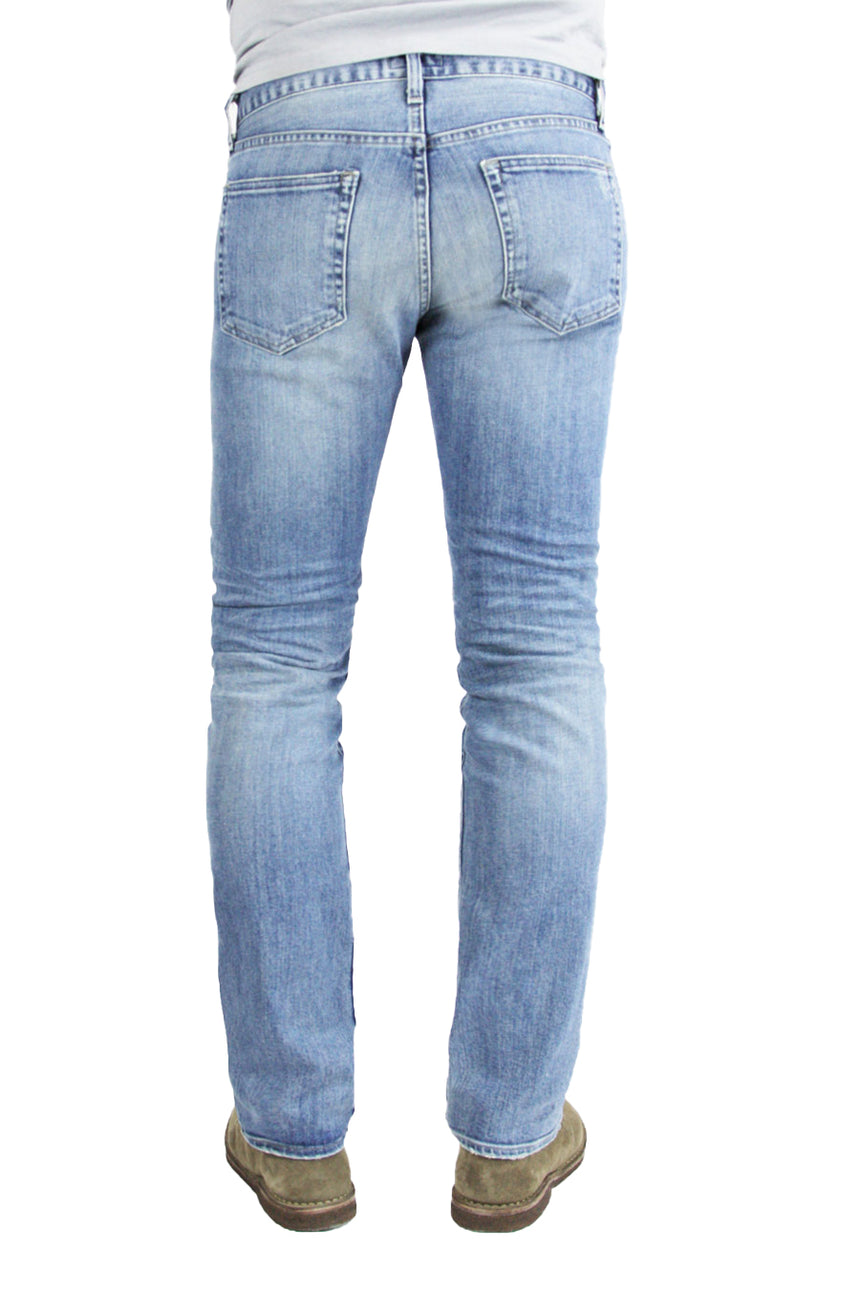 Back of S.M.N Studio's Hunter in Costello Men's Jeans - Slim fit light blue wash jean in comfort stretch denim