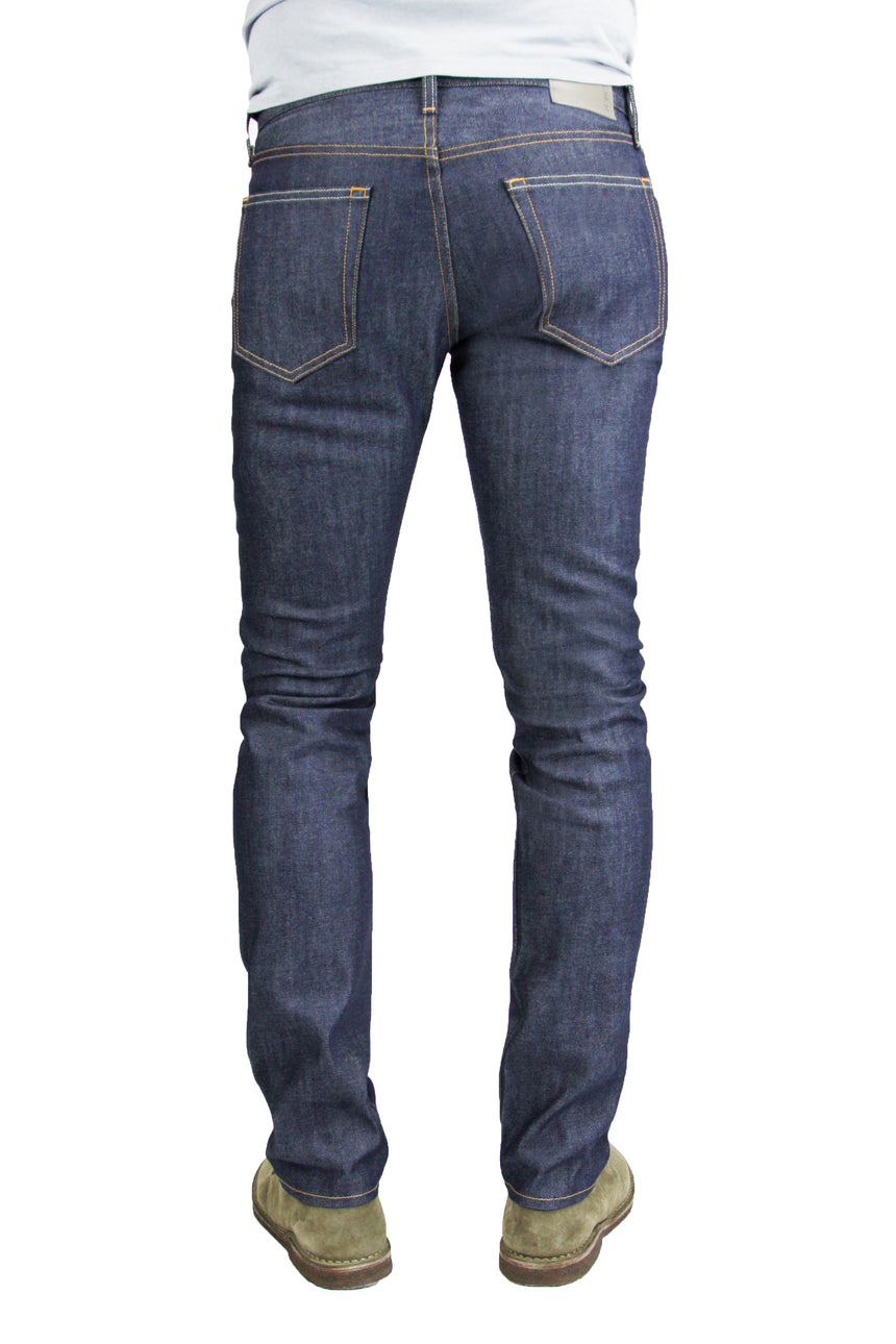 Back of S.M.N Studio's Hunter in Dante Men's Jeans - Slim fit jeans in an unwashed raw denim