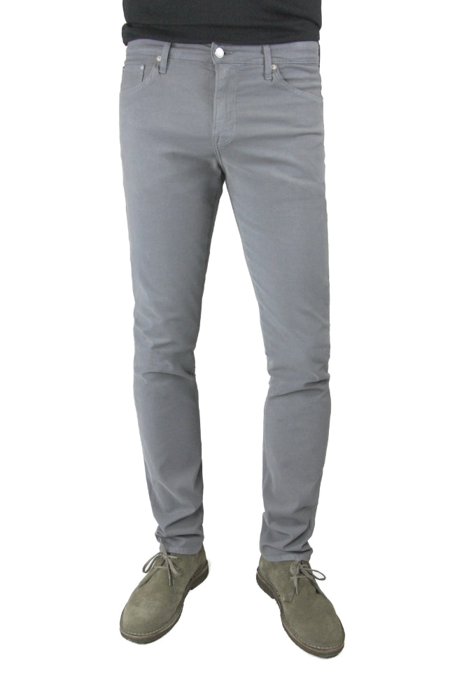 S.M.N Studio's Finn in Moonstone Men's Twill Jeans - Tapered slim comfort stretch twill pants in a grey color 