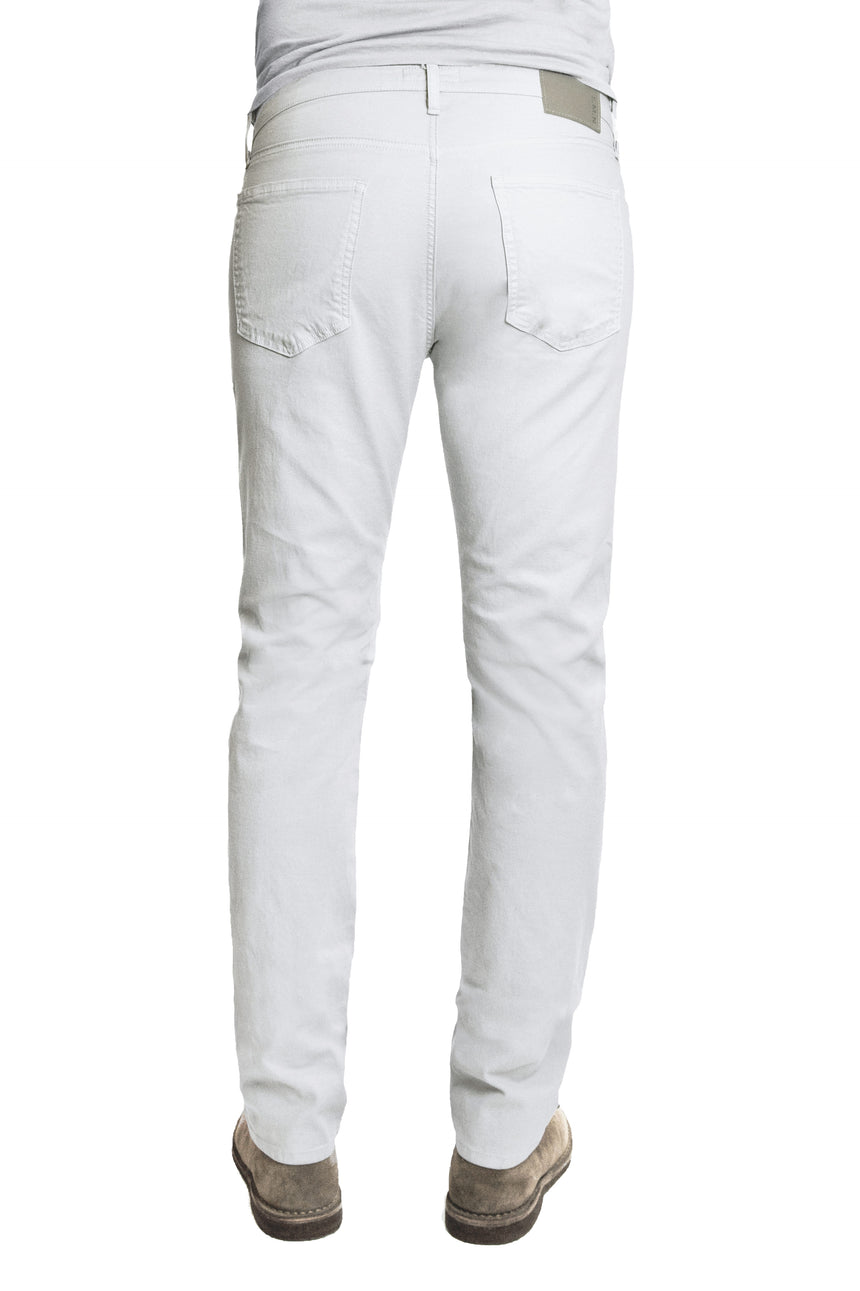 Back of S.M.N Studio's Hunter in White Men's Jeans - A slim fit white jean in a comfort stretch denim